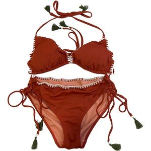 Adore Me Orange Boho Triangle Bikini Set Women Size L